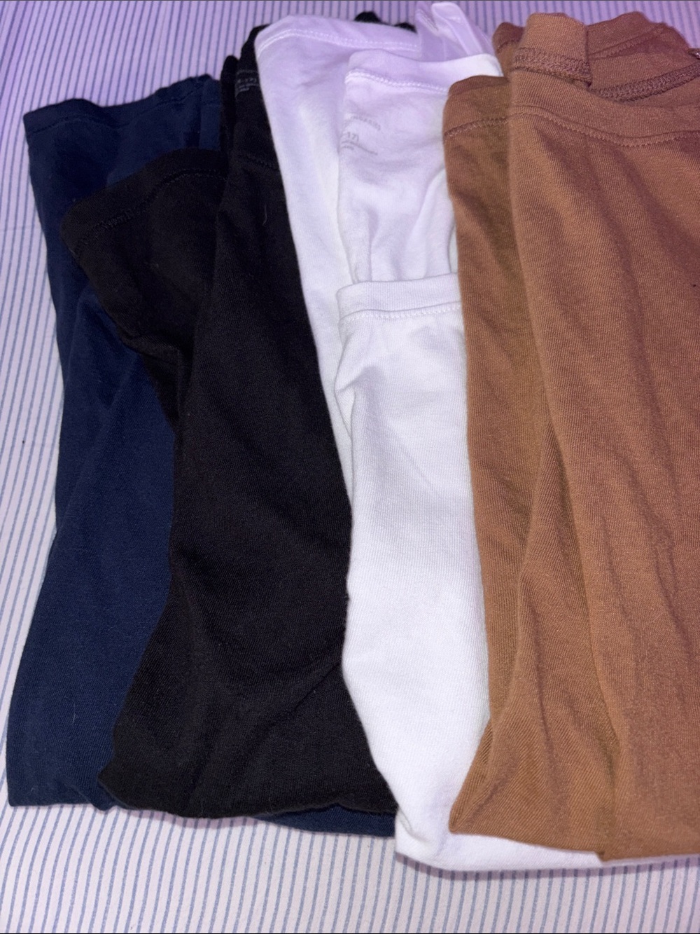 XL Women's Long Sleeve Bundle 4 Pack: Navy, Black, White, Brown.